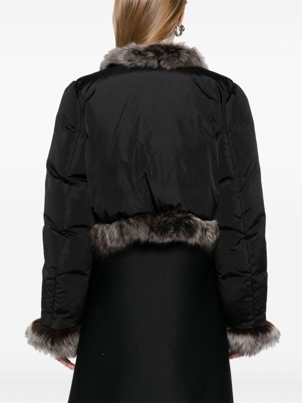 Cardigan imbottito con bordo in pelliccia 1WC4242573 001 BLACK ALEXANDER WANG 