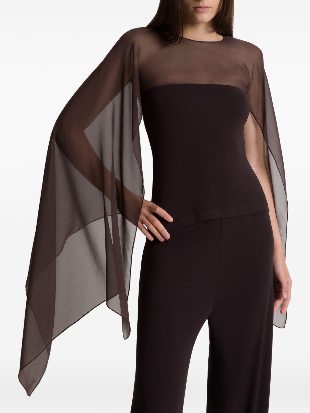 Top con maniche in chiffon A02200124 0102 MARRONE ALBERTA FERRETTI 