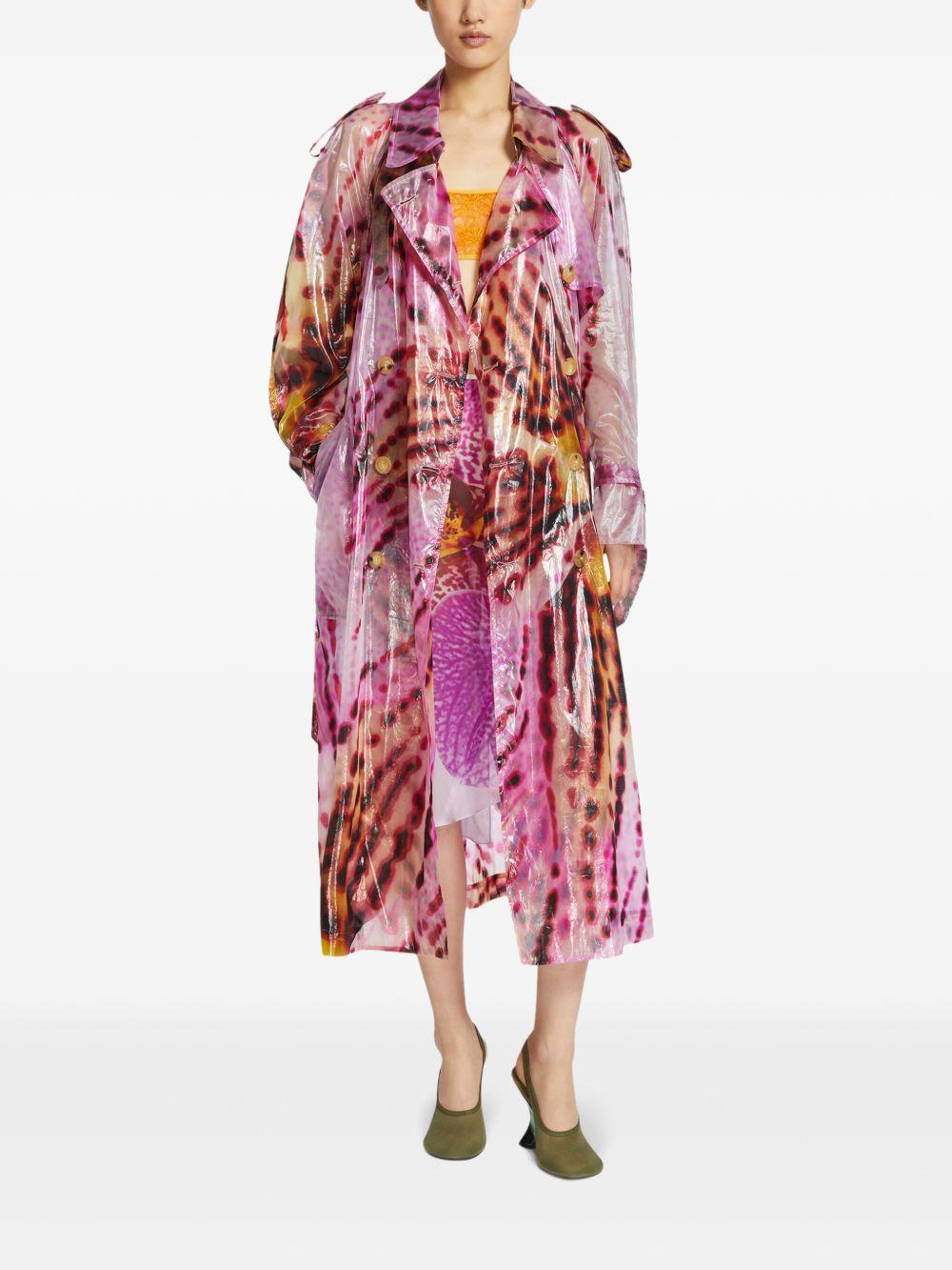 Trench coat stampato 2510102051109 304 FUCHSIA DRIES VAN NOTEN 