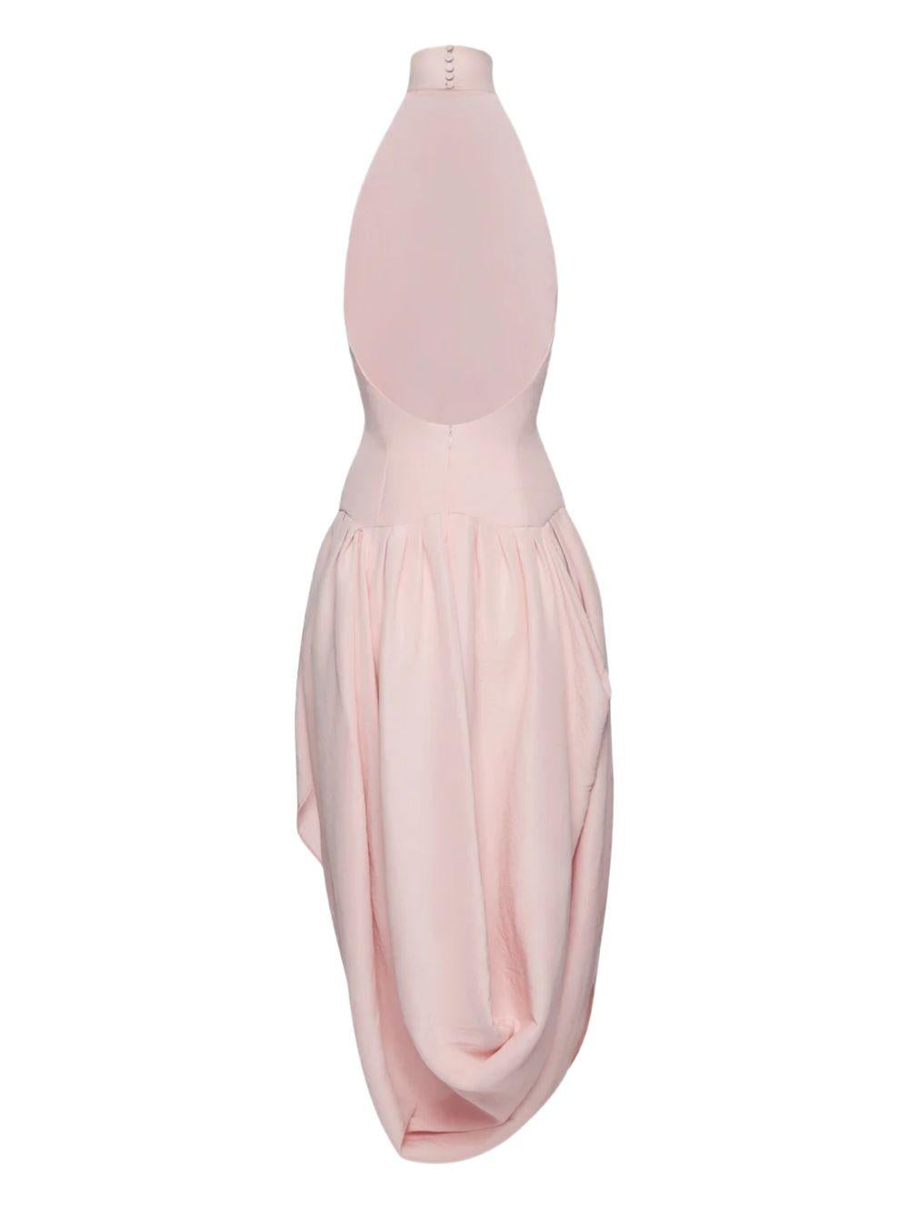 Long Draped Silk Halterneck Dress 278426 PINK MAGDA BUTRYM 
