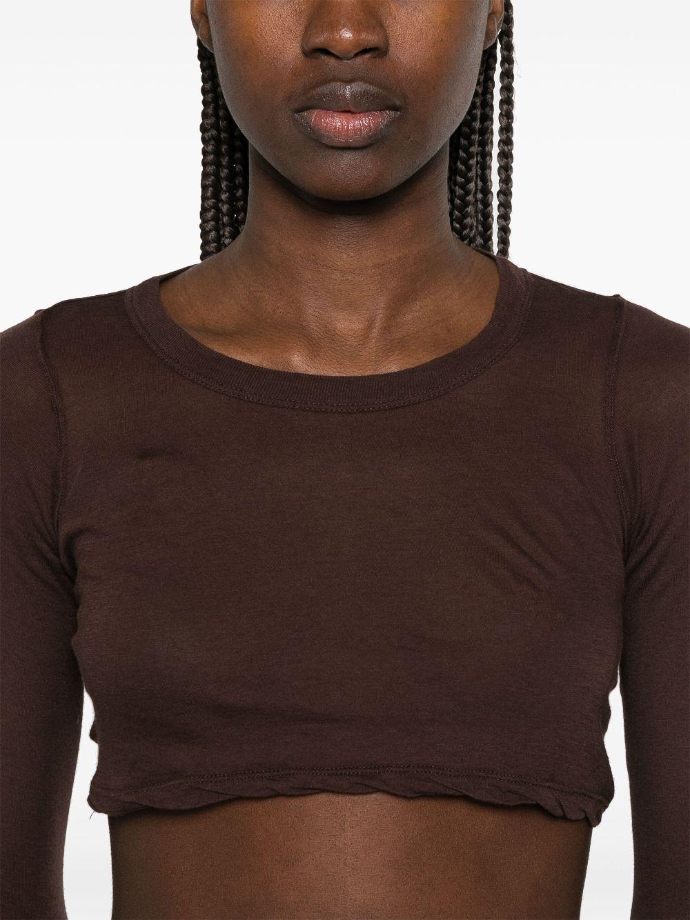 Longsleeved cropped T-shirt RP01E7220UC 14 MAHOGANY RICK OWENS 