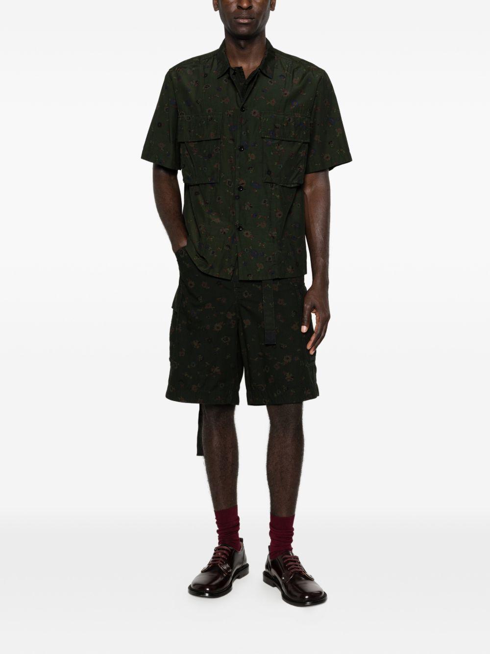 Overdyed Floral Print Cargo Shorts<BR/> 2603979M 551 GREEN SACAI 