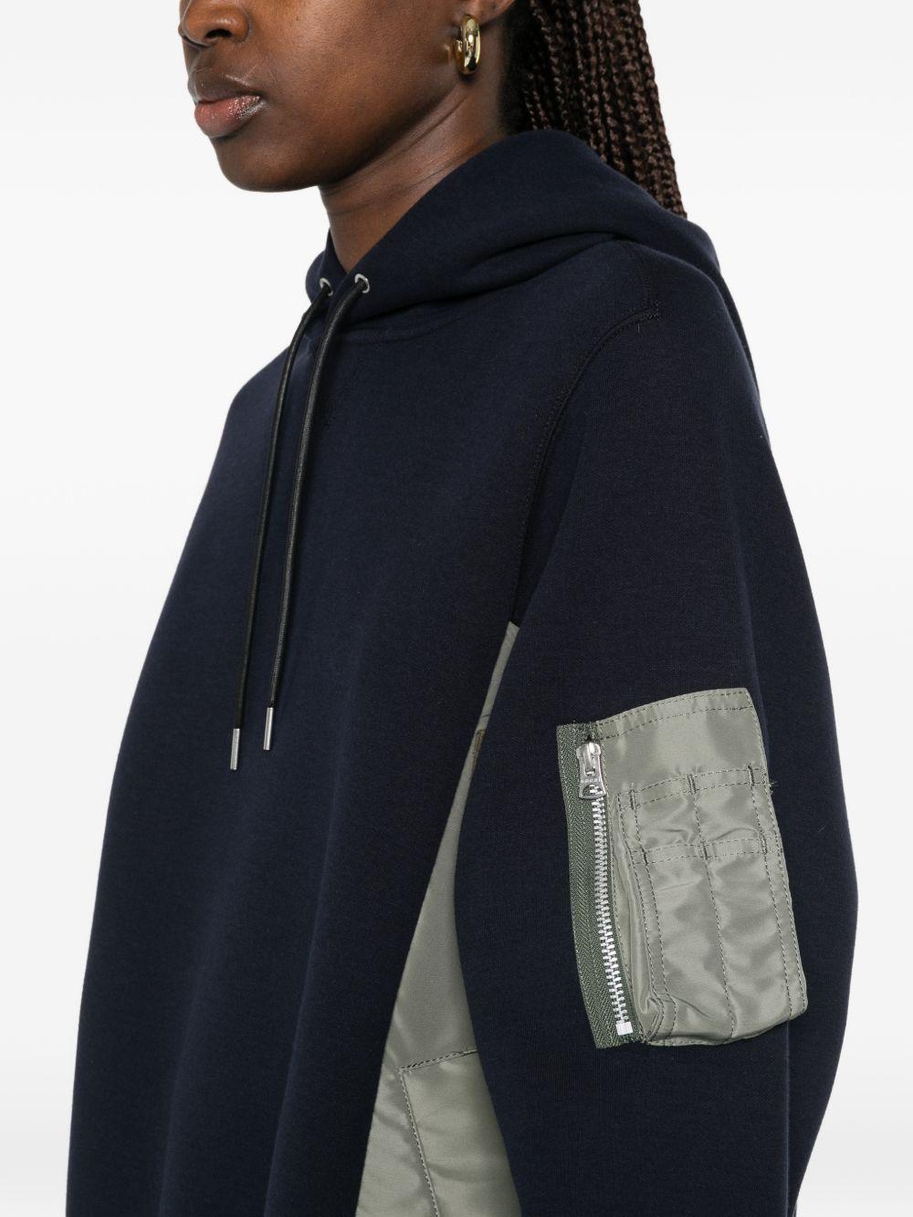 Felpa con cappuccio e zip SCM325 212 NAVY KHAKI SACAI 