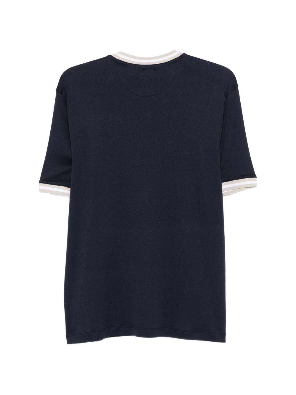 T-shirt girocollo in jersey di cotone M75TSHM13TES0M291 110301 BLUE TORTORA BIANCO ELEVENTY 