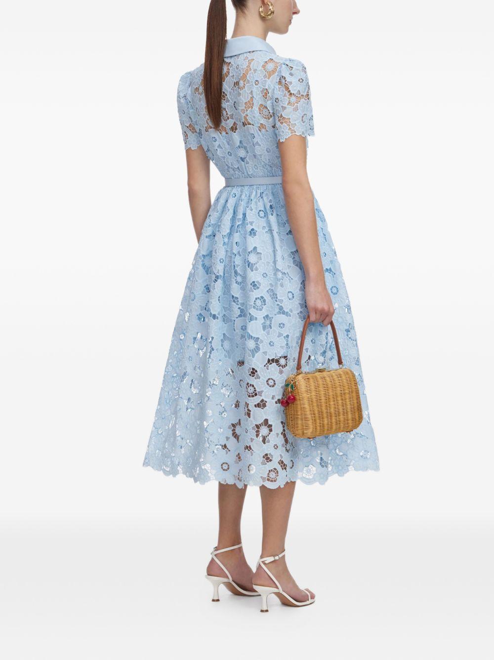 Abito Midi in Pizzo Floreale con Colletto AC26024MBL BLUE SELF-PORTRAIT 