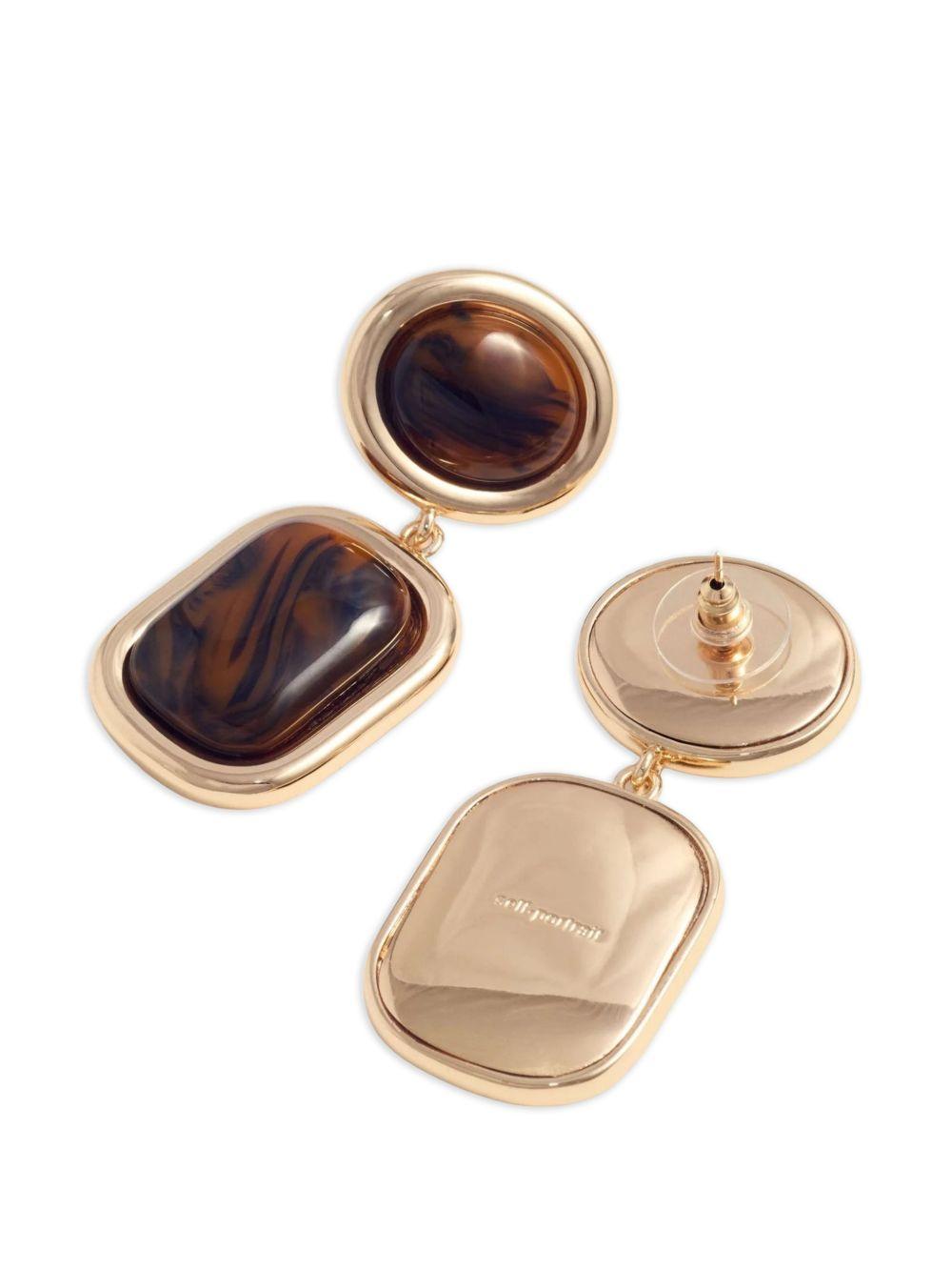 Brown Enamel Gold Tiered Earrings SS26643EGD GOLD SELF-PORTRAIT 
