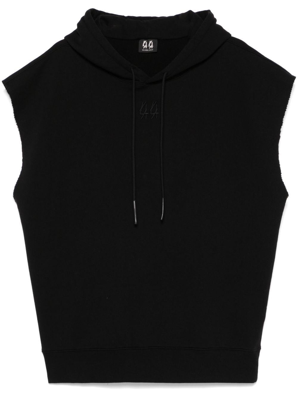 Classic Sleeveless Hoodie B0030578FA583 P396 BLACK WHITE 44 LABEL GROUP 