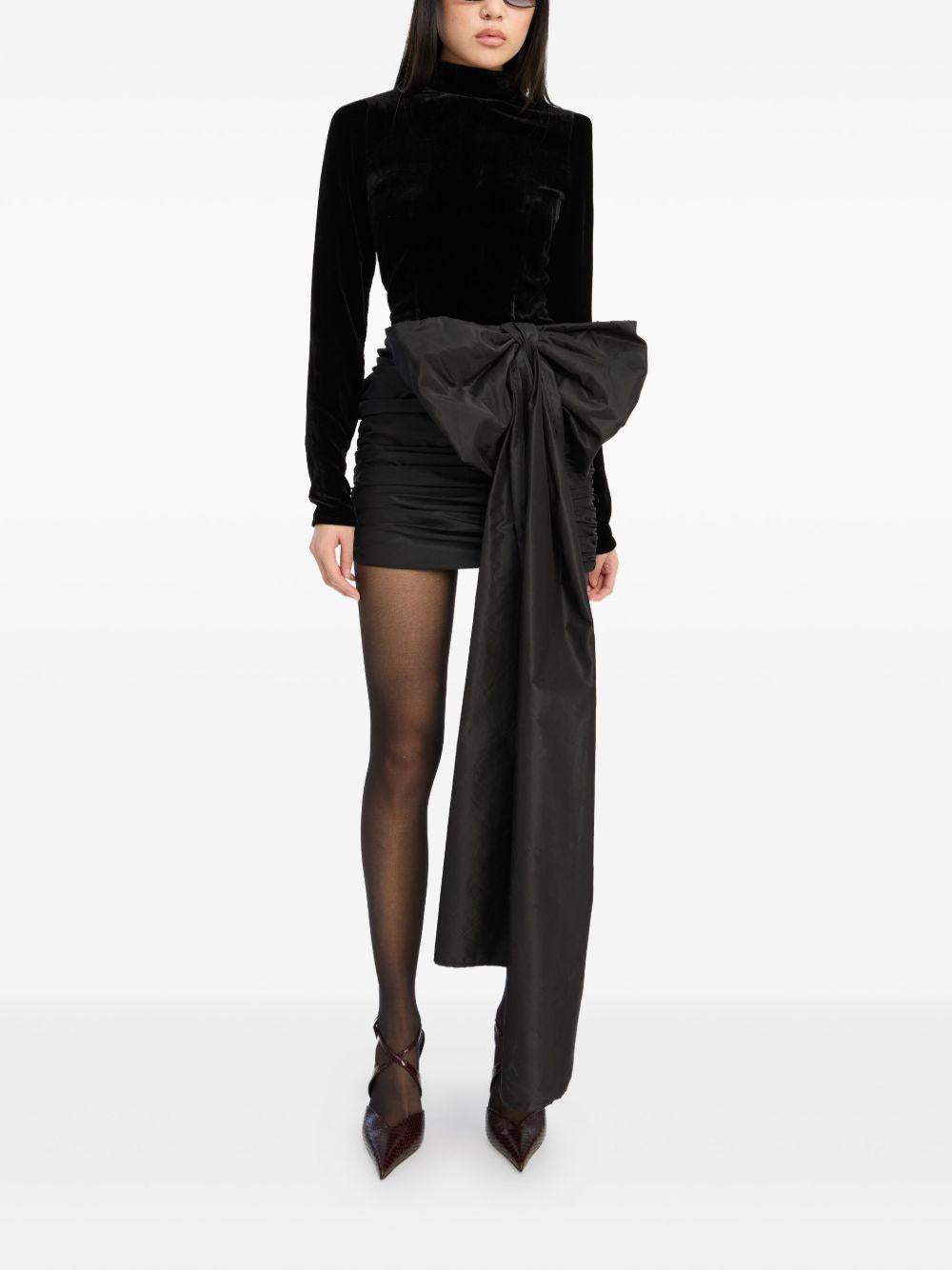 Velvet Bow Mini Dress Black 115246100 100 BLACK ROTATE 