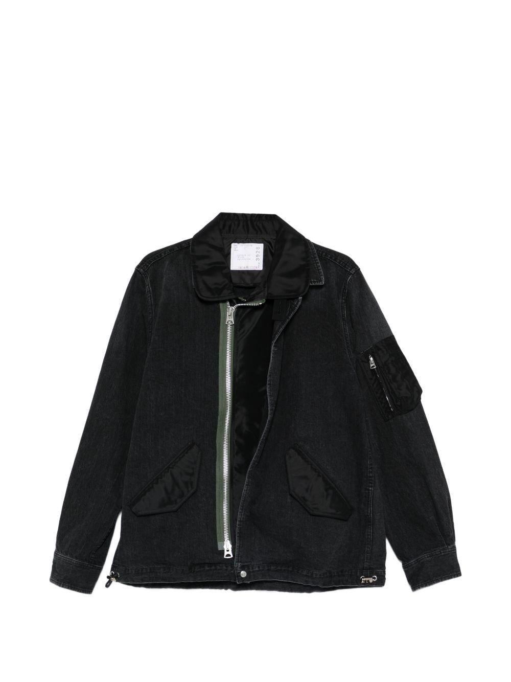 Black Nylon Twill Denim Jacket 2603928M 001 BLACK SACAI 