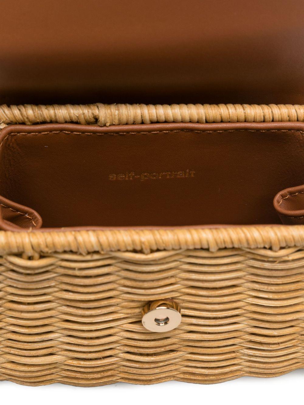 Rattan Micro Bow Bag PF25303BR BROWN SELF-PORTRAIT 