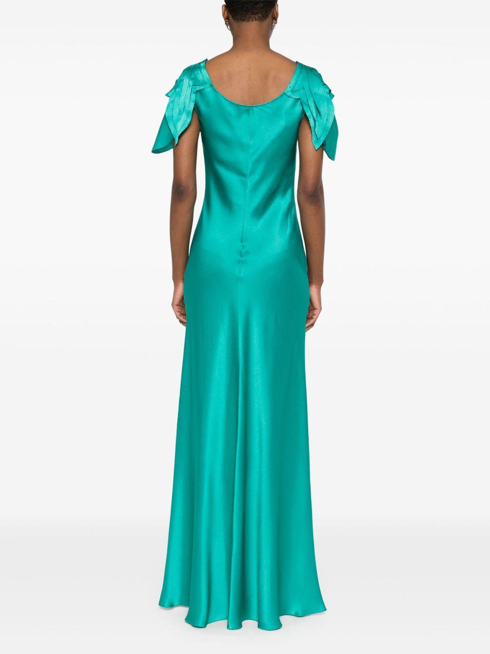 Abito lungo in satin con maniche laserate A0469119 370 ALBERTA FERRETTI 