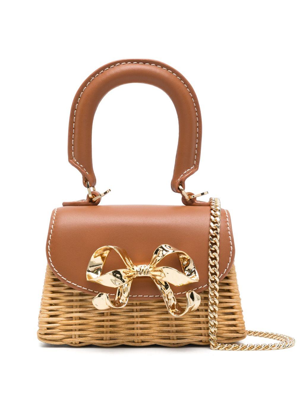 Rattan Micro Bow Bag PF25303BR BROWN SELF-PORTRAIT 