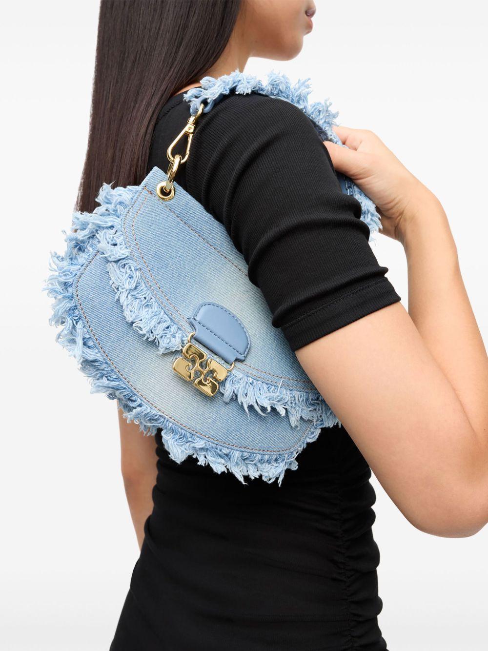 Light Blue Denim Mini Top Handle Apo-G Bag A6520 928 FADED DENIM GANNI 