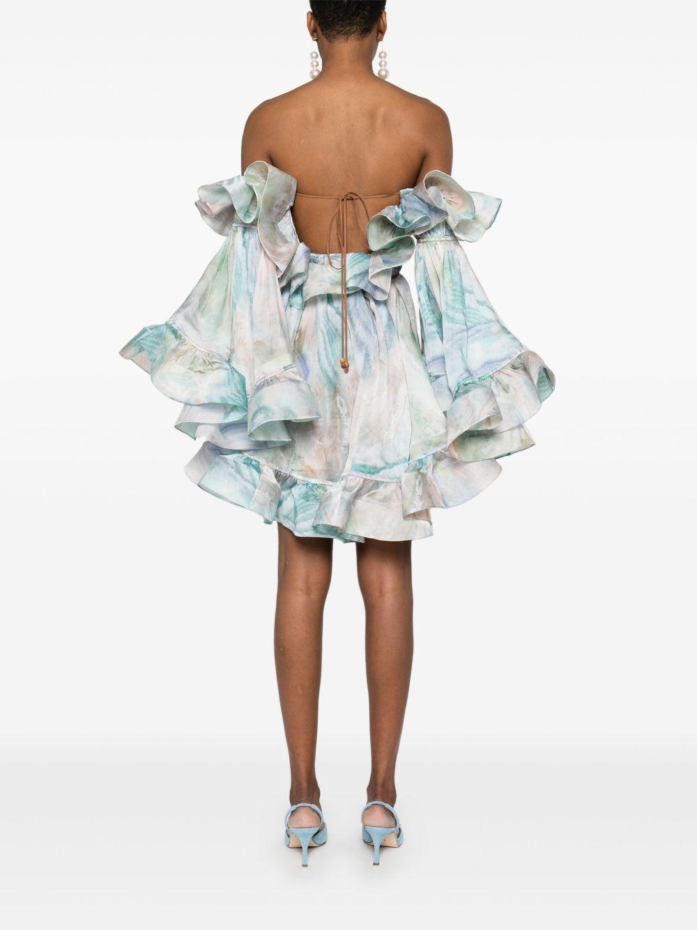 Mini abito a balze Illuminate 4510DS251 BLUE AGATE ZIMMERMANN 