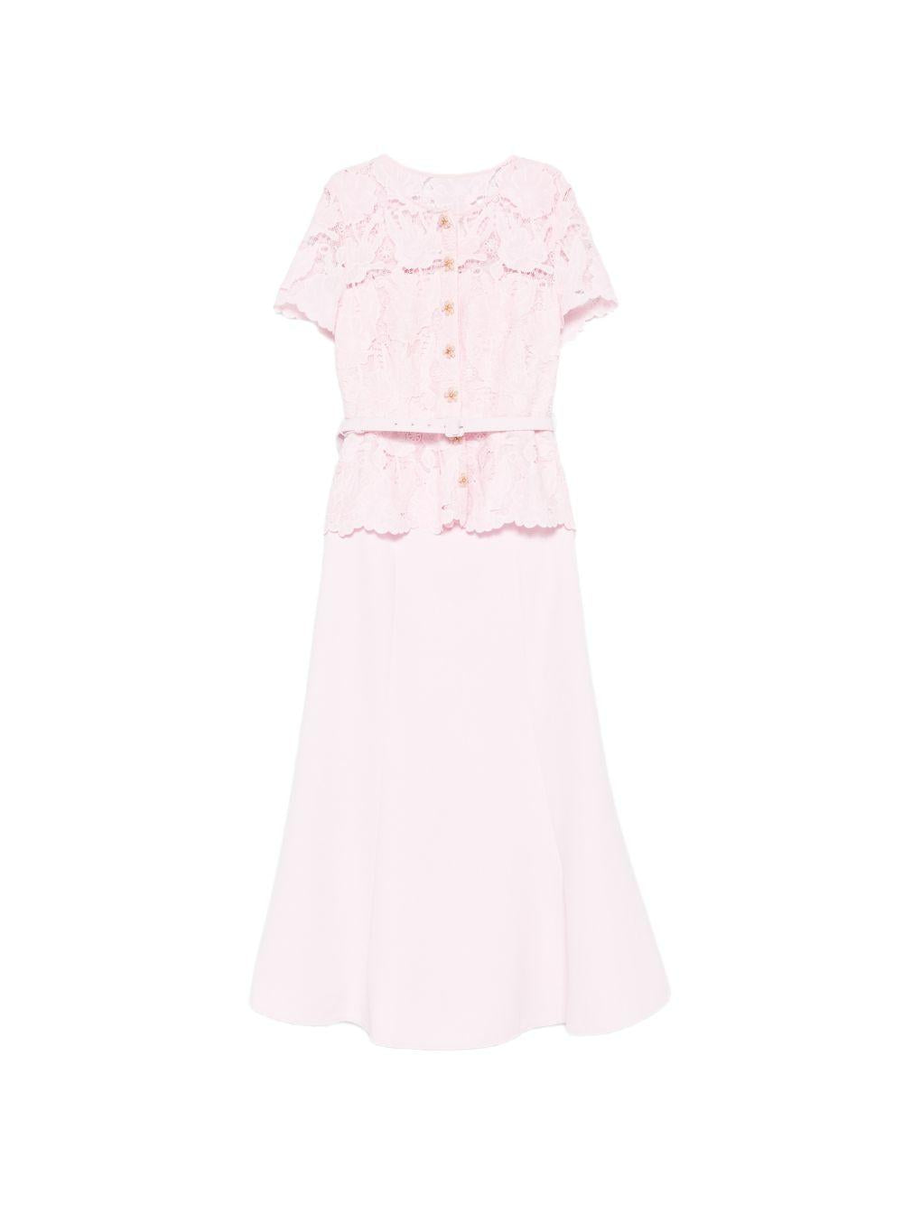 Pink Lace Crepe Midi Dress SS26020MP PINK SELF-PORTRAIT 