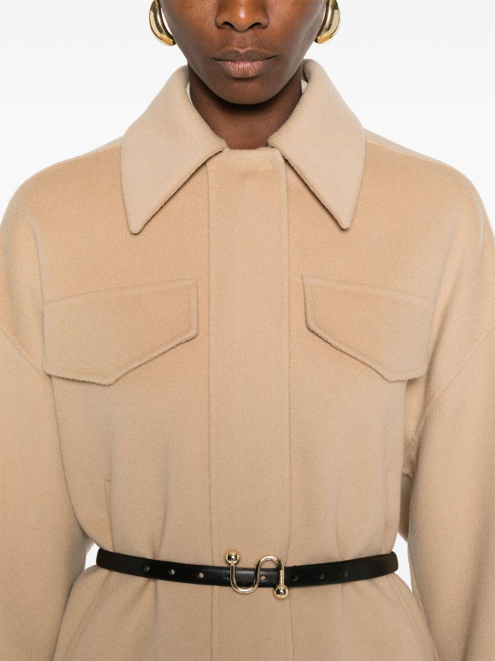 Caban in double di lana con cintura in pelle CANTOREMM80747 001 CAMMELLO SPORTMAX 