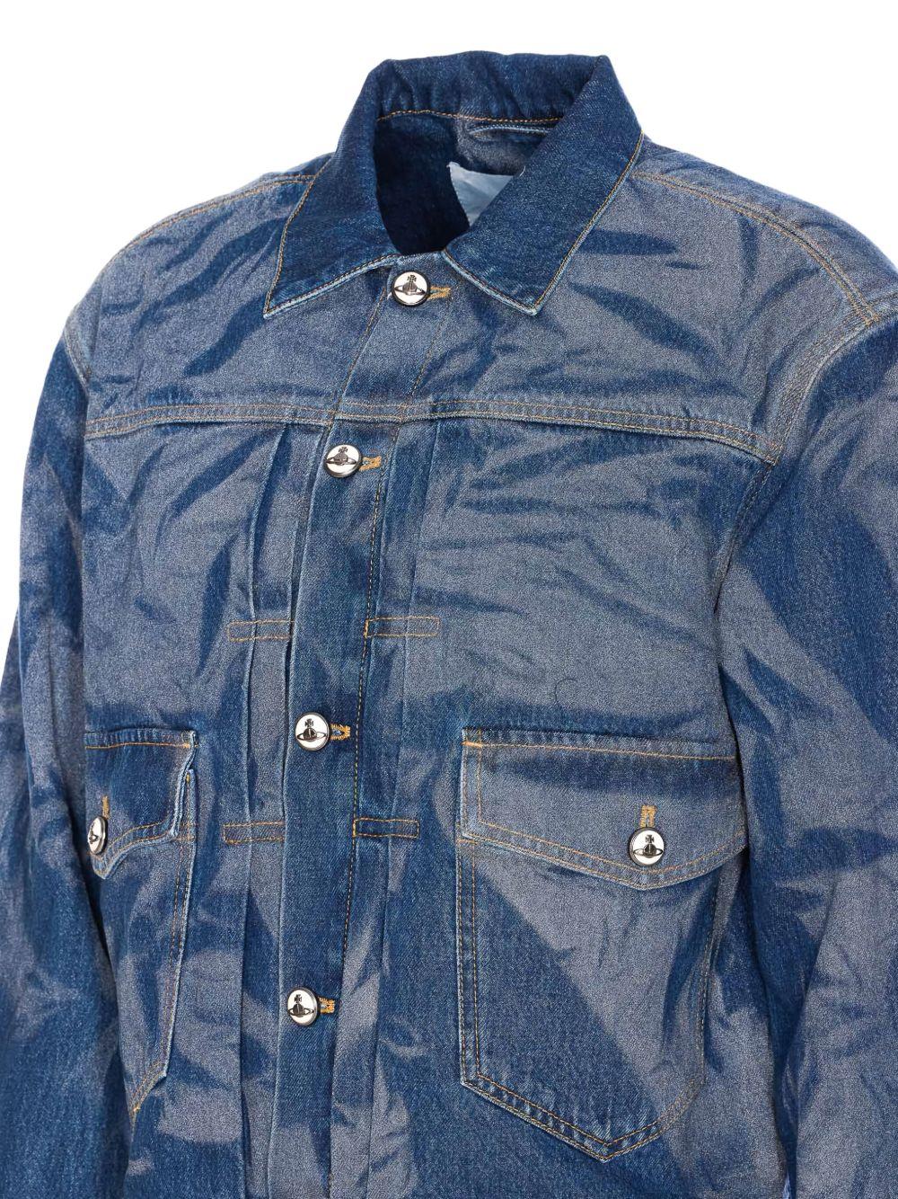 Giacca in denim effetto stropicciato 2801000EW014L K307 BLUE VIVIENNE WESTWOOD 