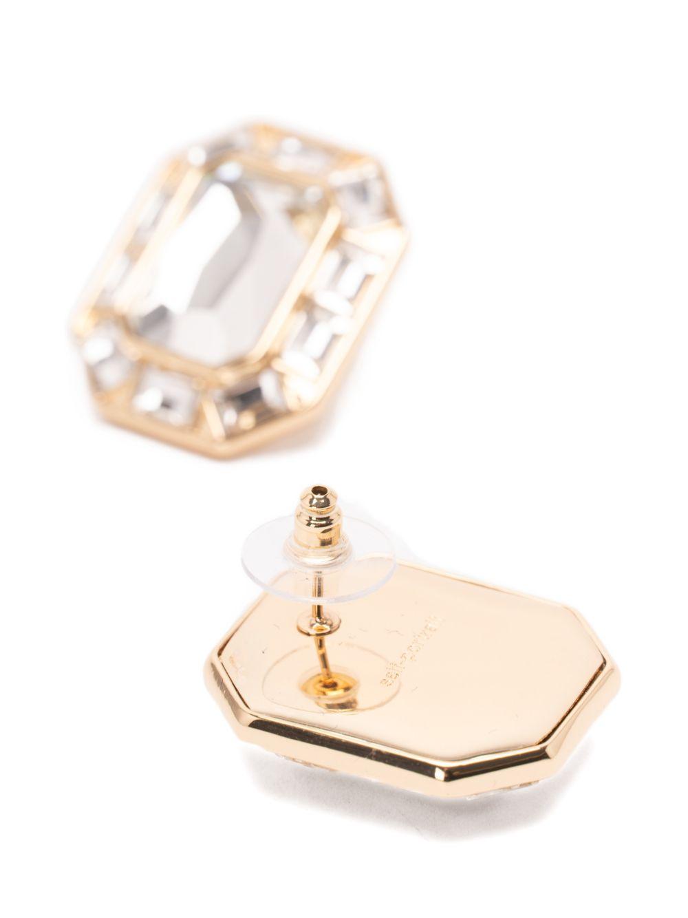 Gold Crystal Encrusted Earrings SS26627EAGD GOLD SELF-PORTRAIT 