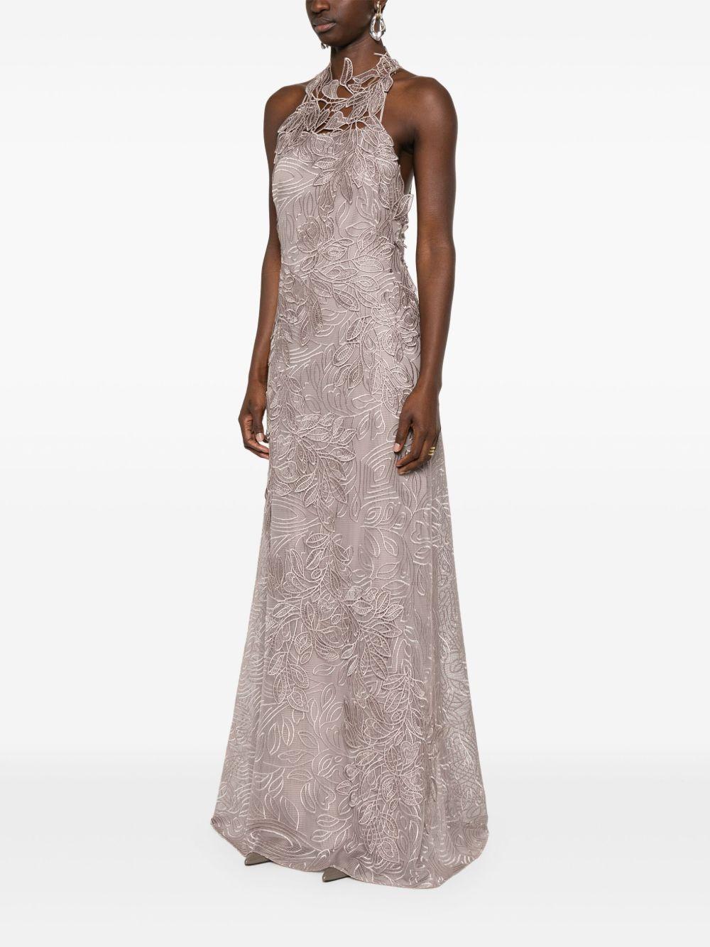 Abito lungo in macramé foliage A0473139 81 ALBERTA FERRETTI 