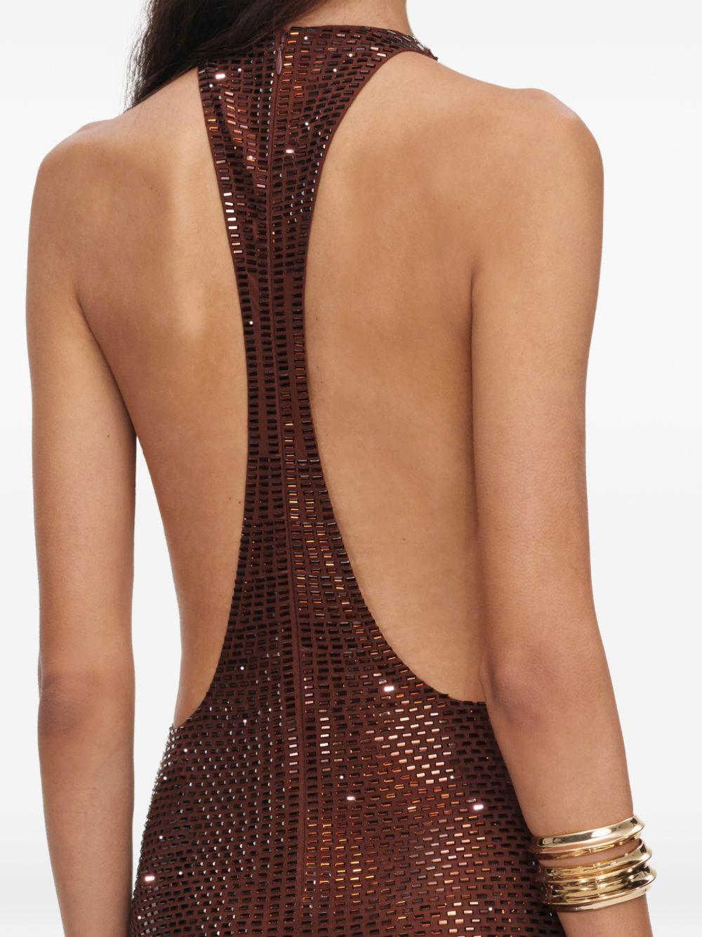 Abito lungo marrone con strass PF26041XBBR BROWN SELF-PORTRAIT 