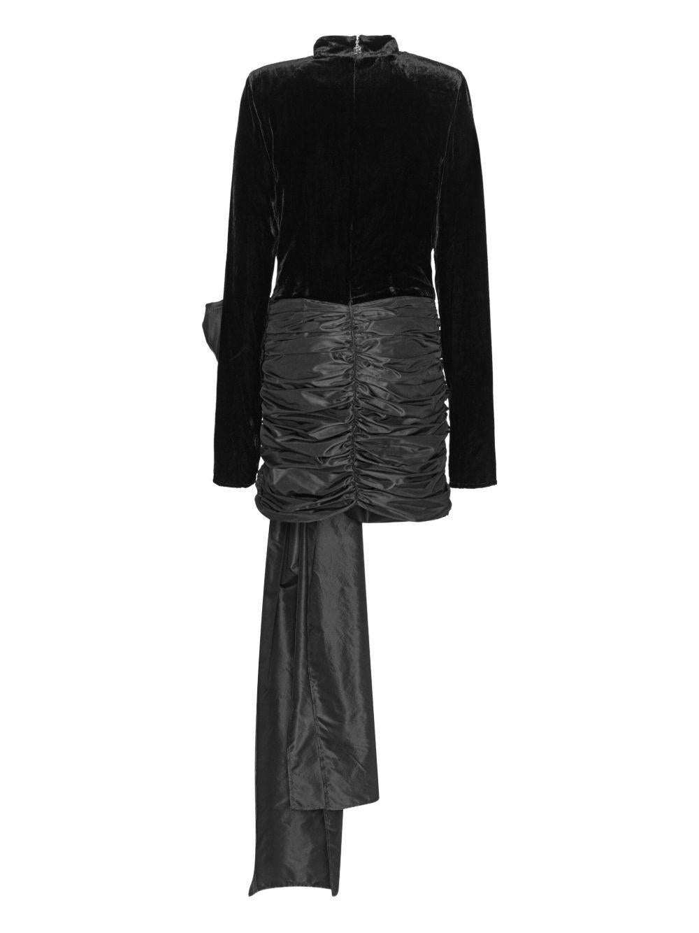 Velvet Bow Mini Dress Black 115246100 100 BLACK ROTATE 