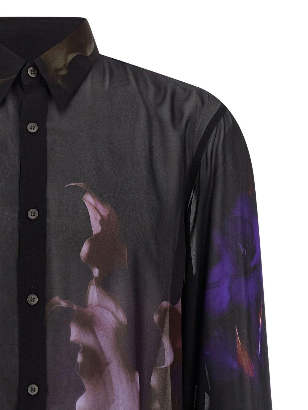 Sheer Viscose Shirt CURLES2004 900 BLACK DRIES VAN NOTEN 