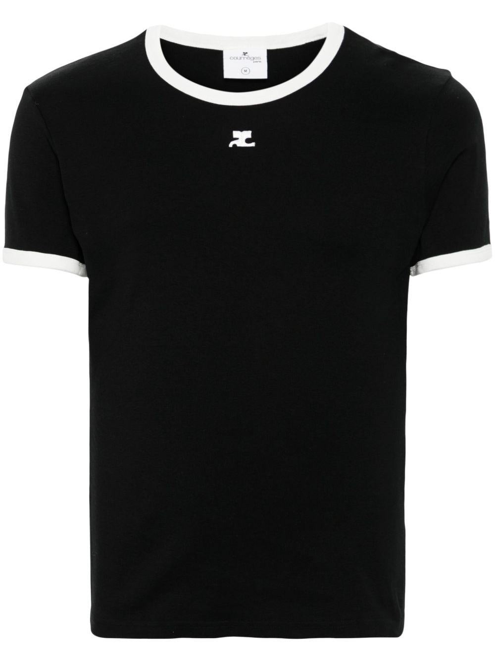 Signature Contrast T-shirt VESJTS020JS0070 9901 BLACK WHITE COURREGES 