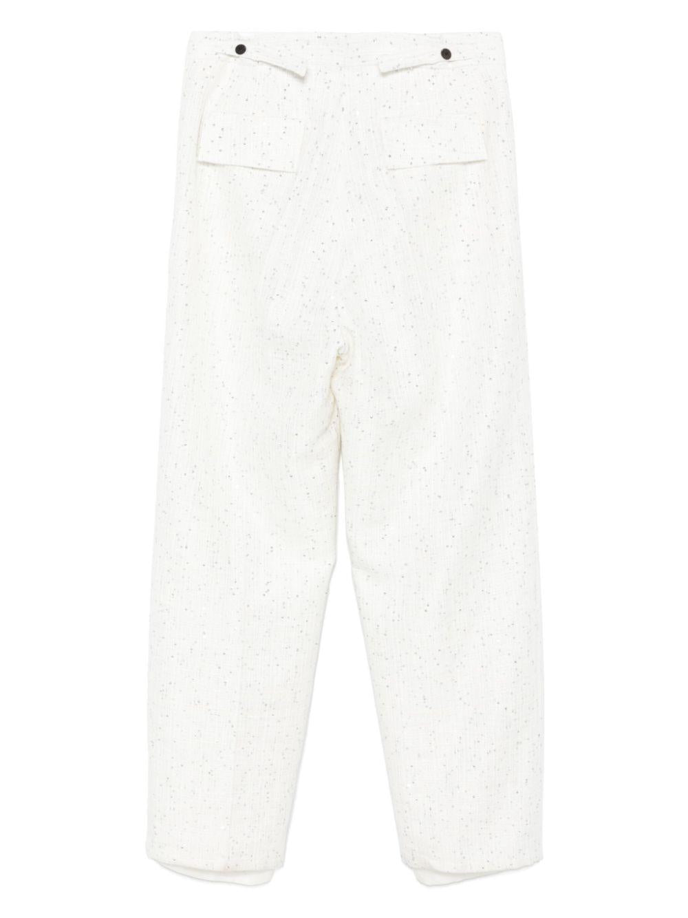 Pantaloni N°10 Intrecciato Paillettes Bianco SS25N10 INTRECCIATO PAILETTES BIANCO SAPIO 