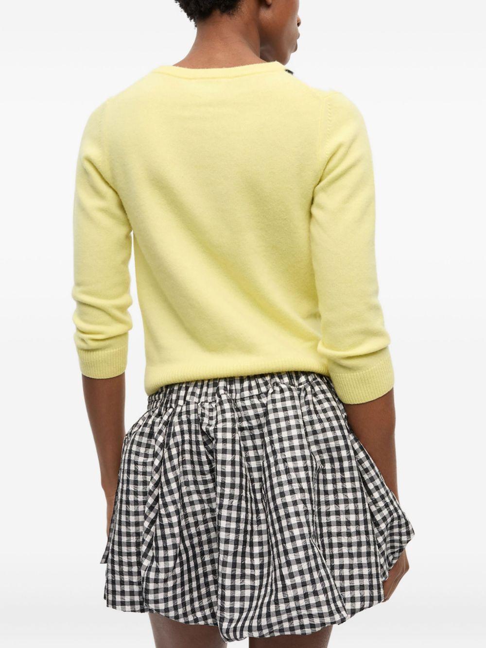 Ivory Printed Wool Mix Cardigan K2533 122 PEAR SORBET GANNI 