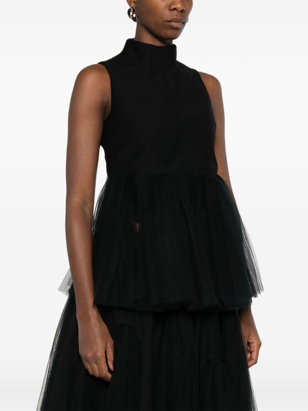 Tulle Trim Top 3PV016051 BLACK NOIR KEI NINOMIYA 