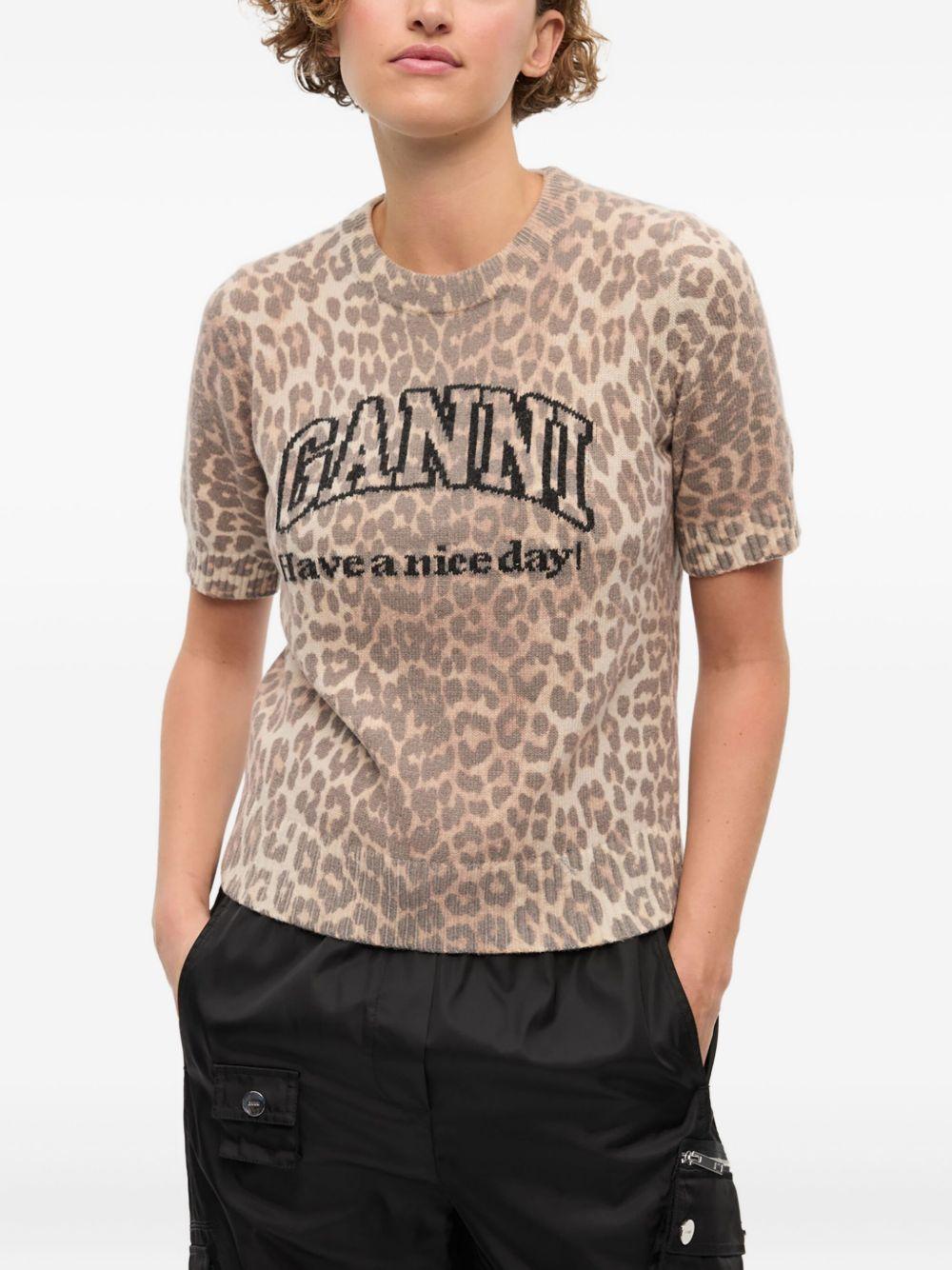 Leopard Wool Mix T-shirt K2500 943 LEOPARD GANNI 