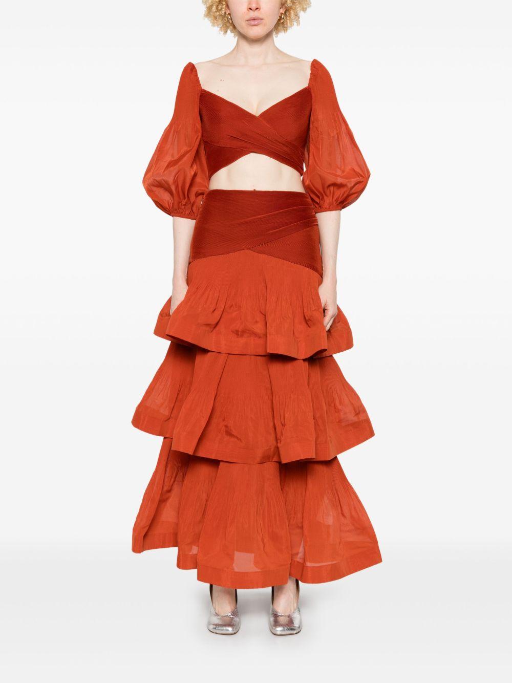 Gonna lunga plissettata 3914SS25R DARK RED ZIMMERMANN 