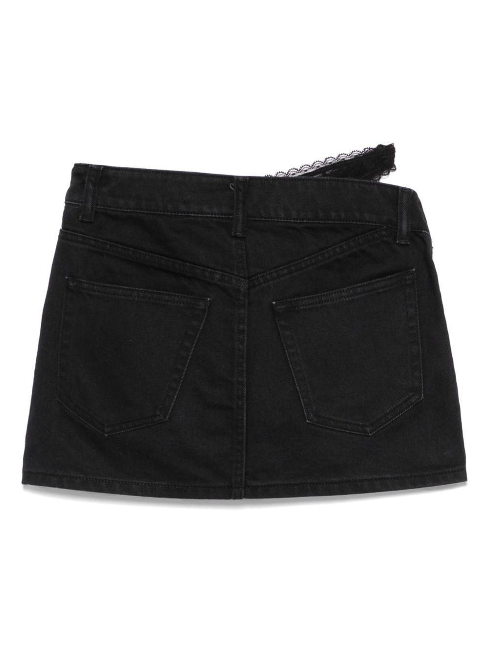Mini-skirt in denim con dettagli in pizzo 4DC1255615 011 WASHED BLACK ALEXANDER WANG 