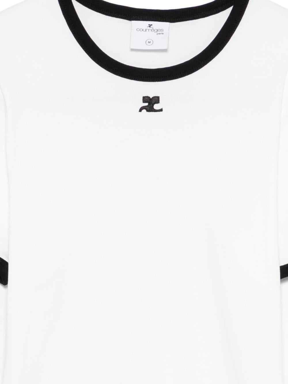 Signature Contrast T-shirt VESJTS020JS0070 0098 WHITE BLACK COURREGES 