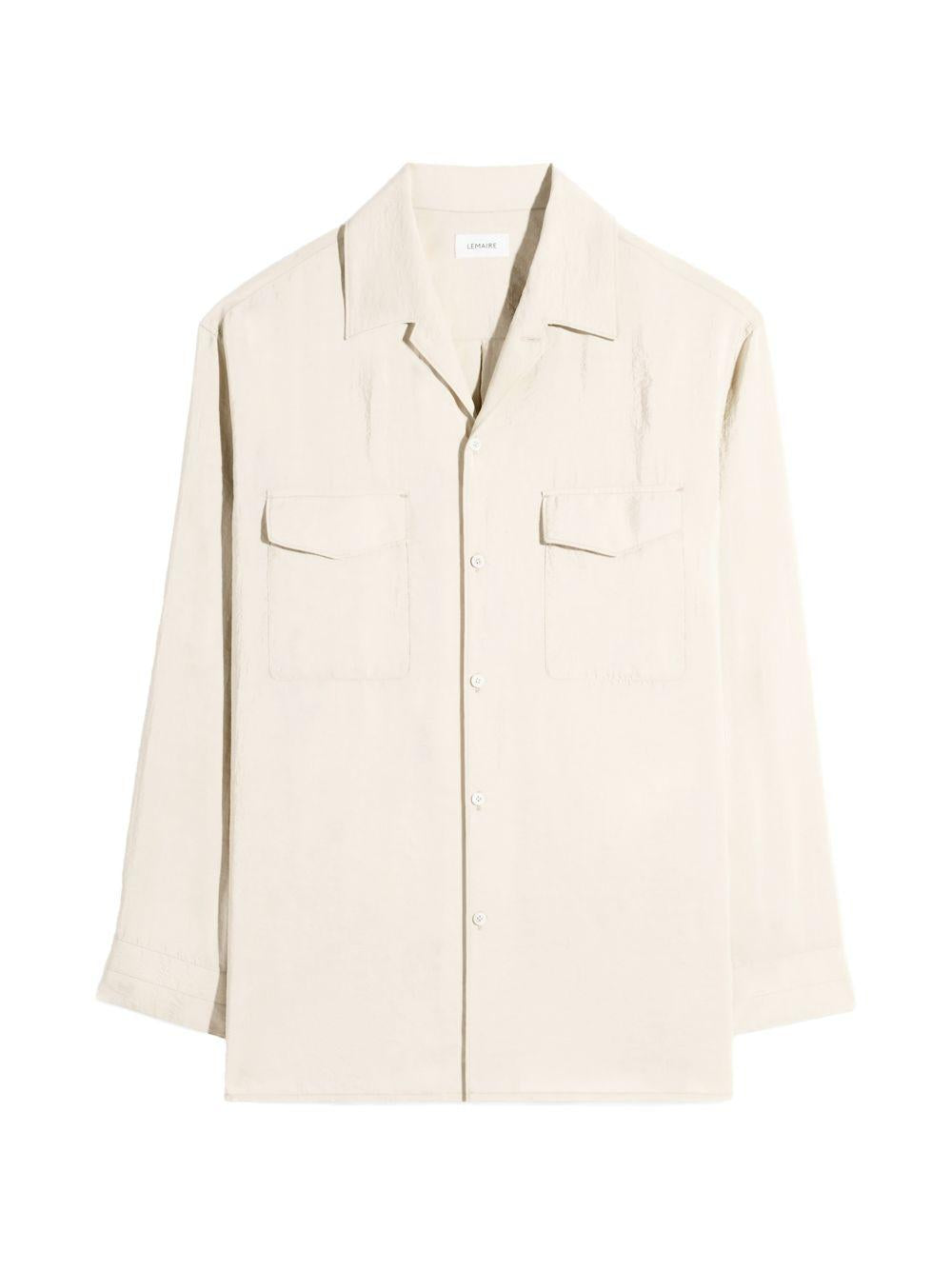 Convertible Collar Shirt in Dry Silk SH1233LF1308 BG235 OAT MILK LEMAIRE 