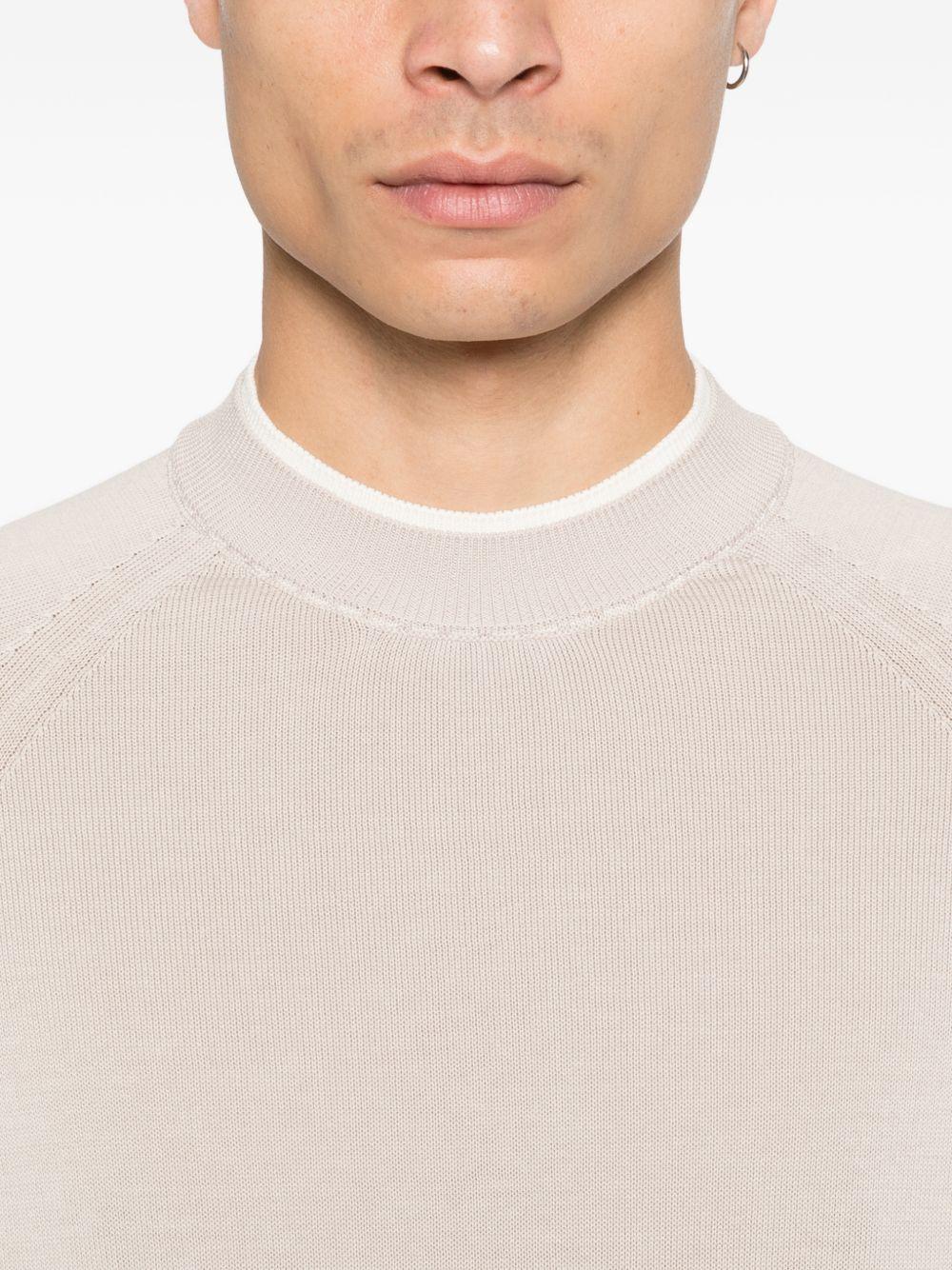 Maglia girocollo in fresco cotone M76MAGM28MAG0M015 0201 SABBIA BIANCO ELEVENTY 