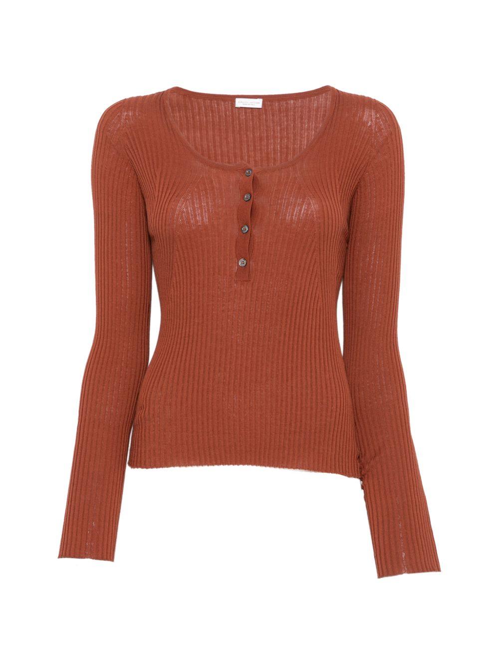 Ribbed-knit button-up 261FXA08215 55 BRICK ROBERTO COLLINA 