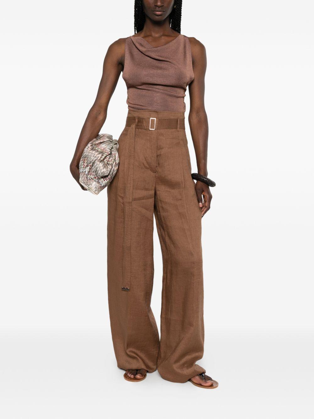 Pantaloni in puro lino MSTMATERIA 038 ARGILLA MAX MARA STUDIO 
