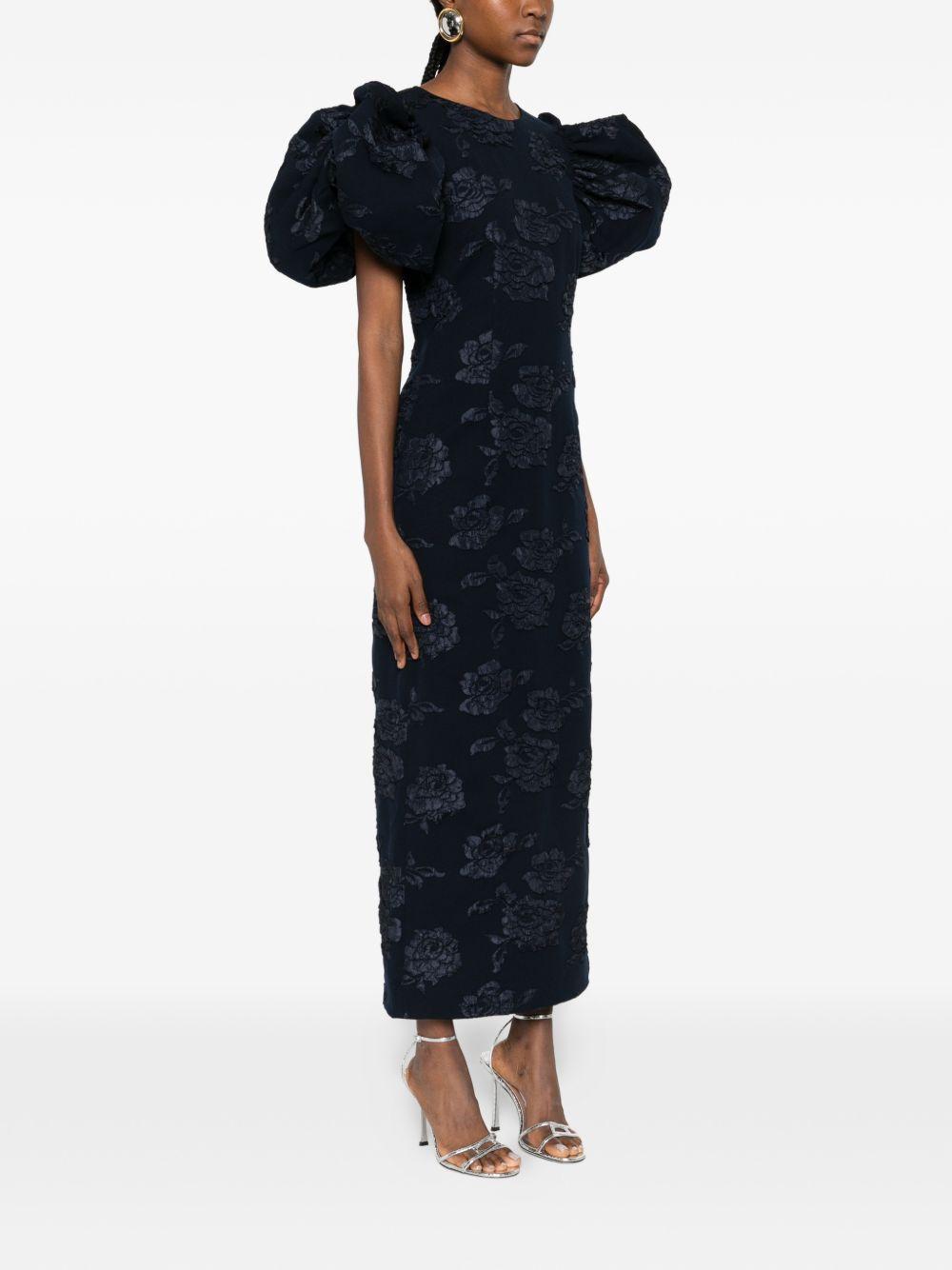 Jacquard Midi Puff Dress Dark Blue 1151172318 2318 SKY CAPTAIN ROTATE 