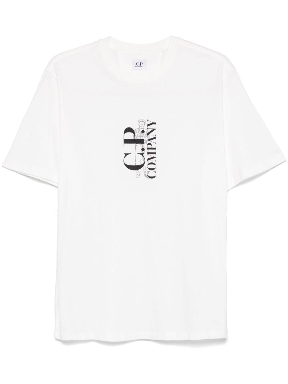 30/1 Jersey Vertical Logo T-Shirt 18CMTS138A005100W 103 GAUZE WHITE CP COMPANY 