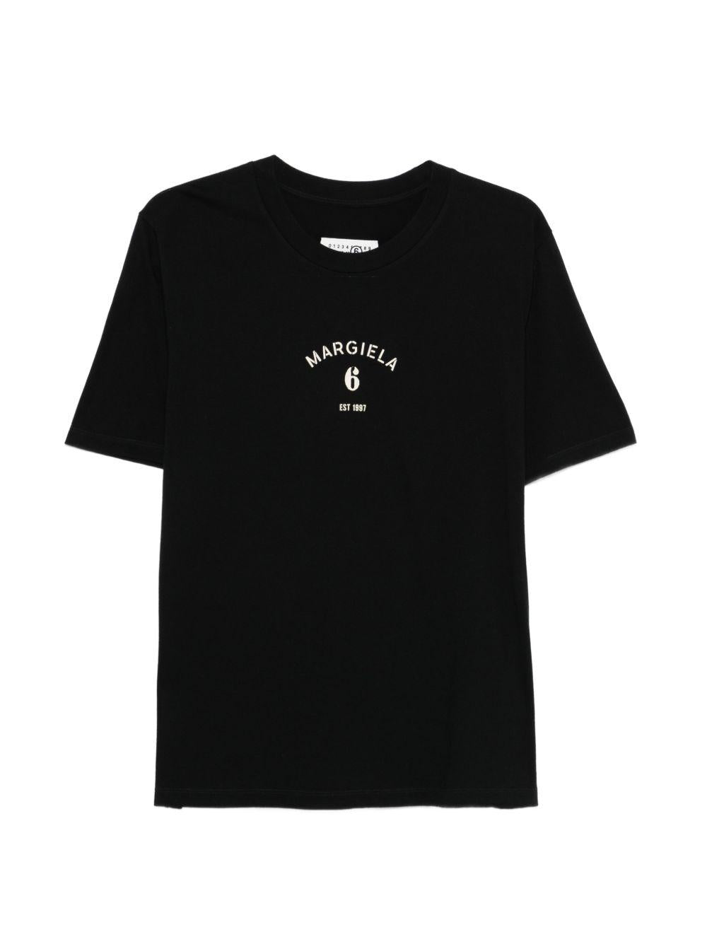 T-shirt nera con stampa logo SH2GC0038M20048 900 MM6 MAISON MARGIELA 