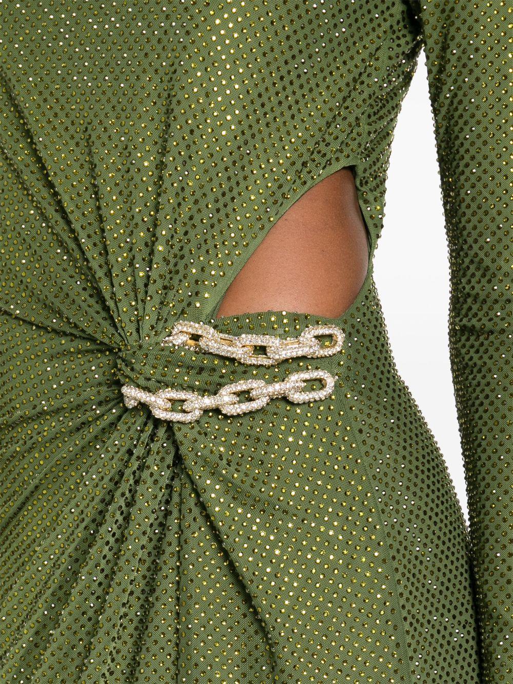 Abito Maxi Verde Oliva con Strass e Cut-Out SC25004XG GREEN SELF-PORTRAIT 