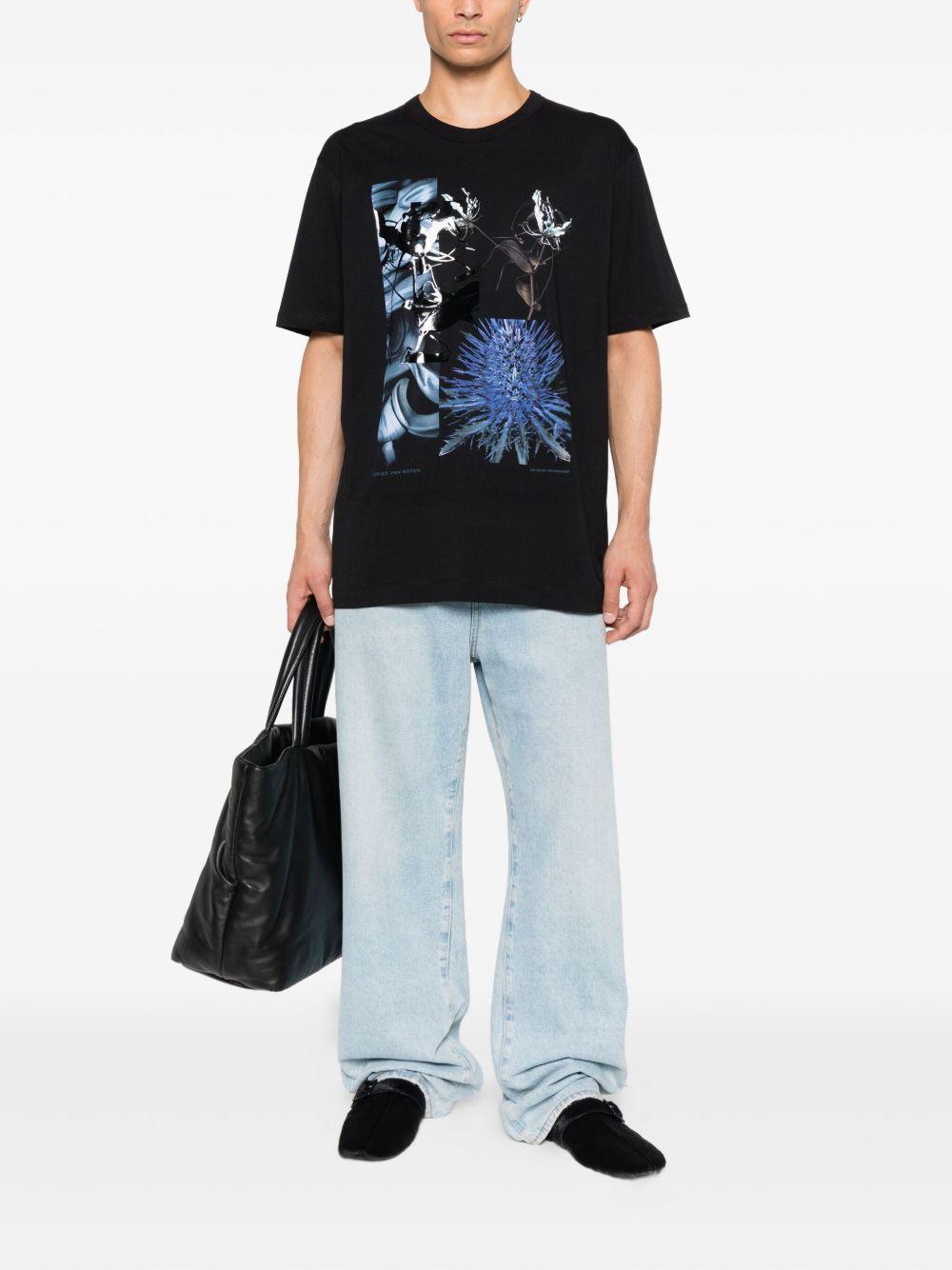 Printed cotton-jersey T-shirt HEERPR2600 900 BLACK DRIES VAN NOTEN 