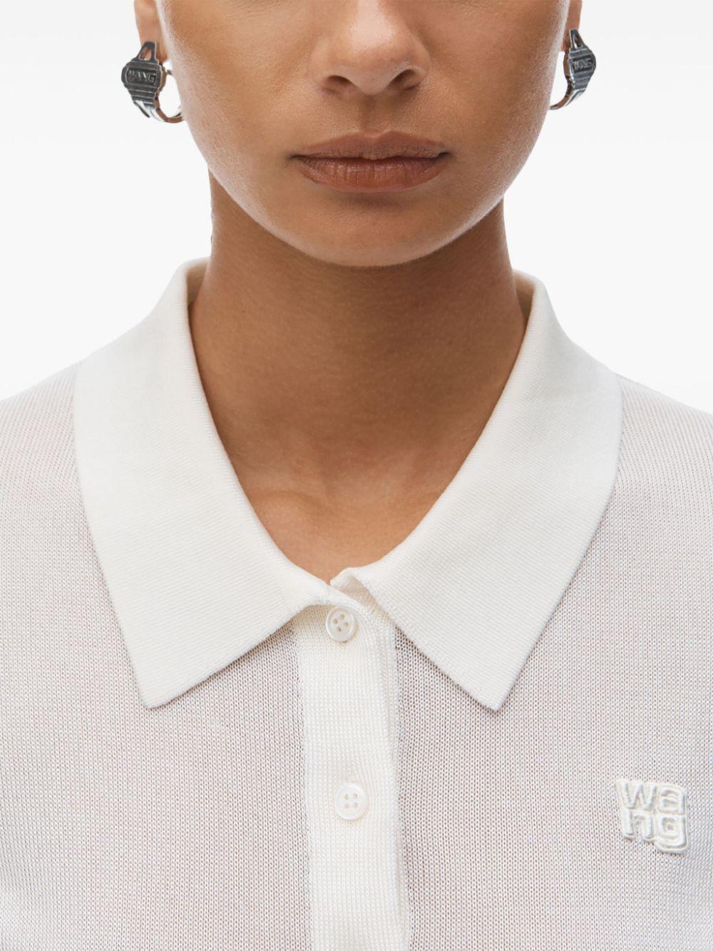 Cardigan polo in viscosa con logo ricamato 4KC1253077 104 SOFT WHITE ALEXANDER WANG 