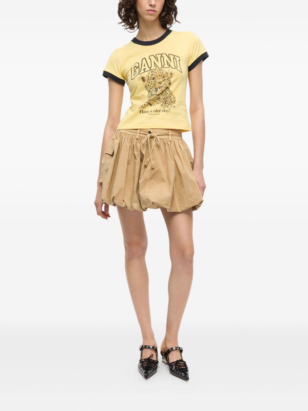 Yellow Cropped Leopard T-shirt T4256 372 MELLOW YELLOW GANNI 