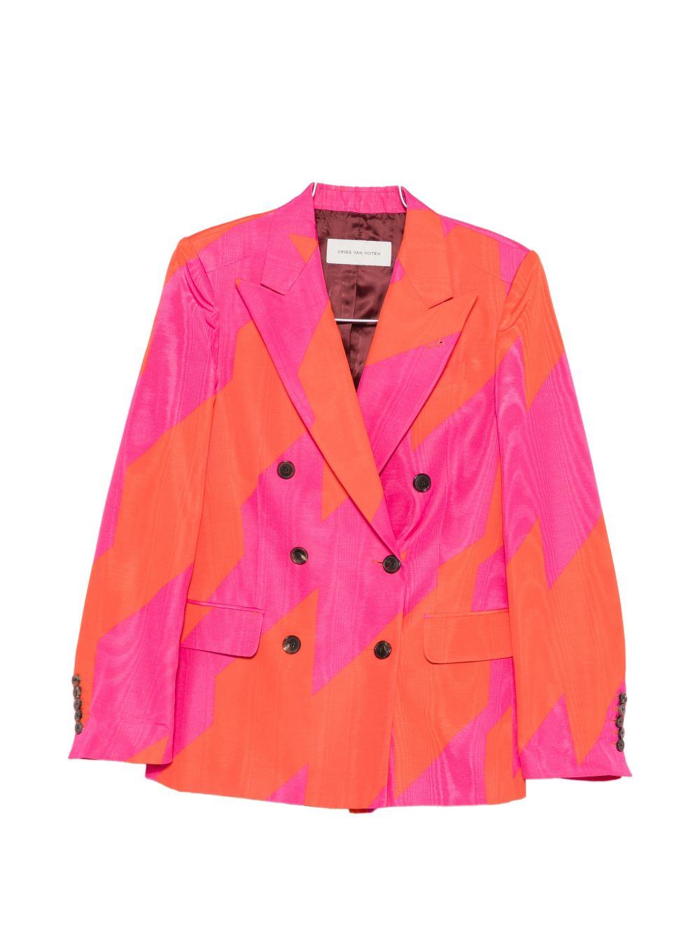 Double-Breasted Moiré Blazer BARRYSTABIS3073 304 FUCHSIA DRIES VAN NOTEN 