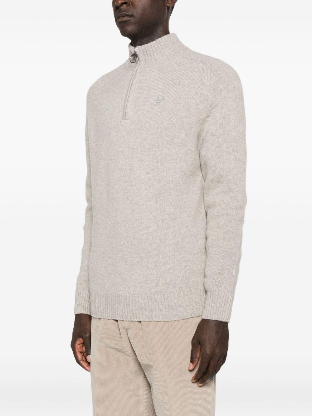 Maglione con zip corta Grangetown MKN1653MKN GY15 LIGHT GREY BARBOUR 