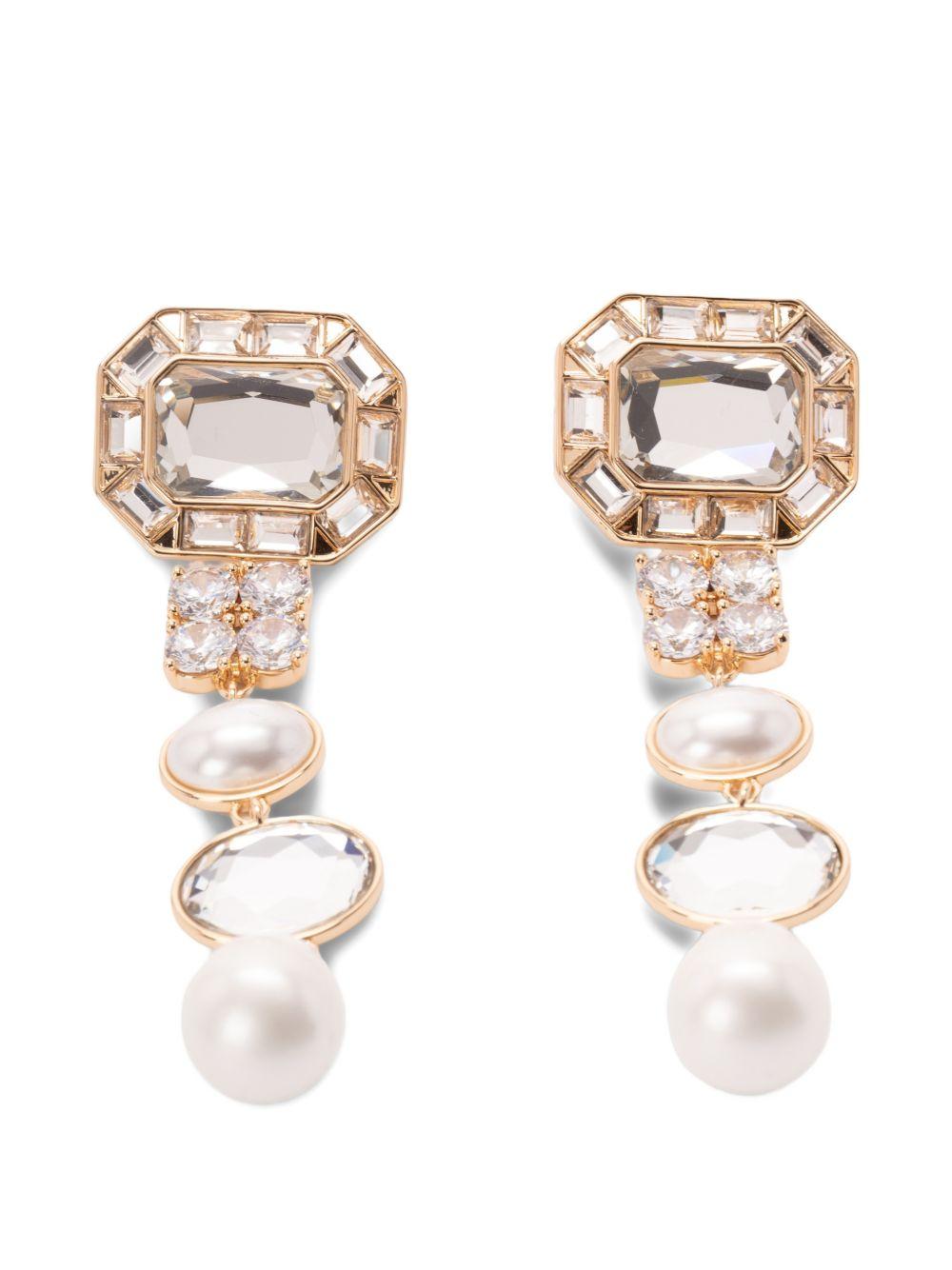 Gold Crystal Pearl Tiered Earrings SS26629EGD GOLD SELF-PORTRAIT 