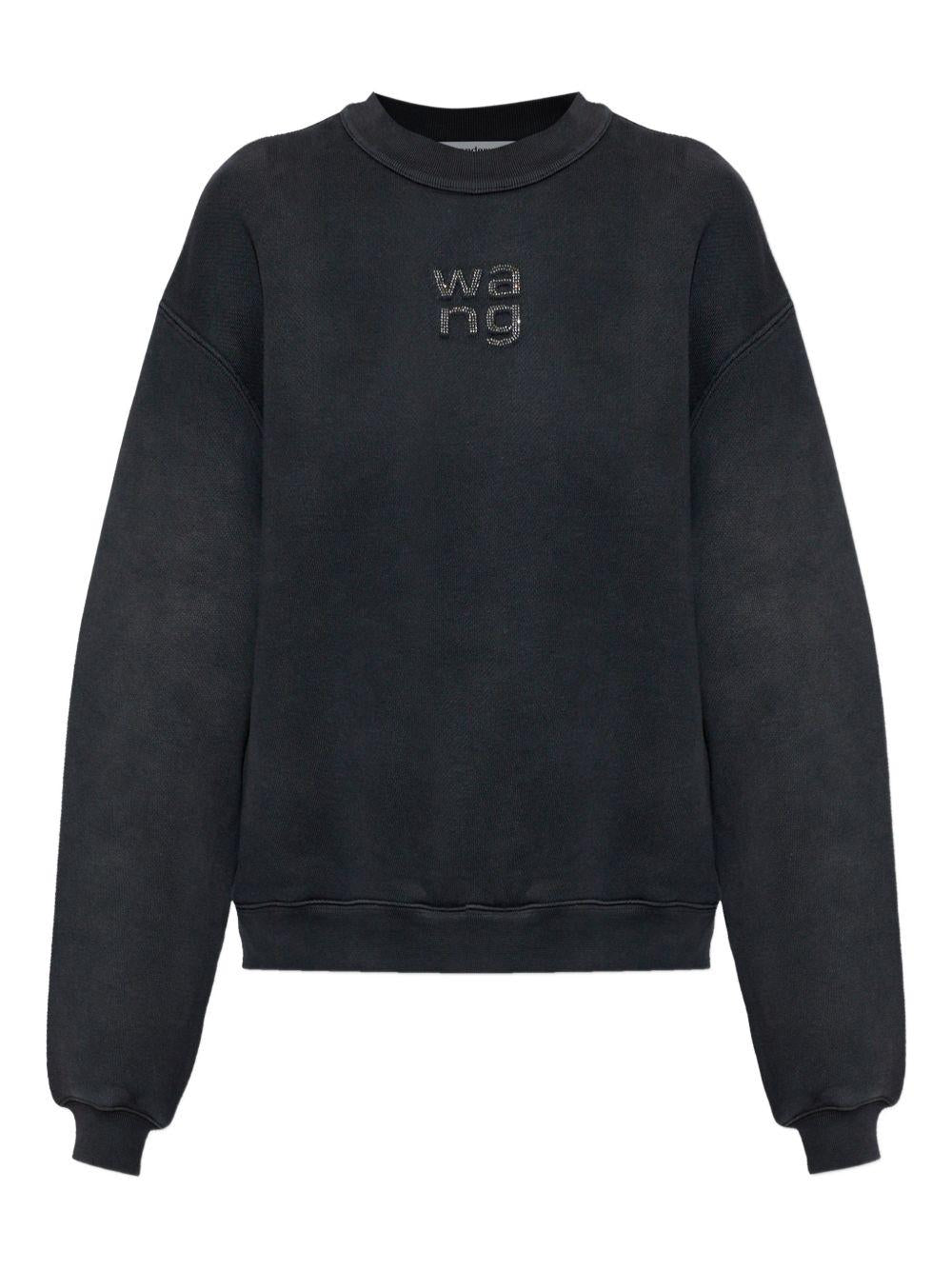 Felpa Girocollo Hotfix Logo 4CC1261219 011 WASHED BLACK ALEXANDER WANG 