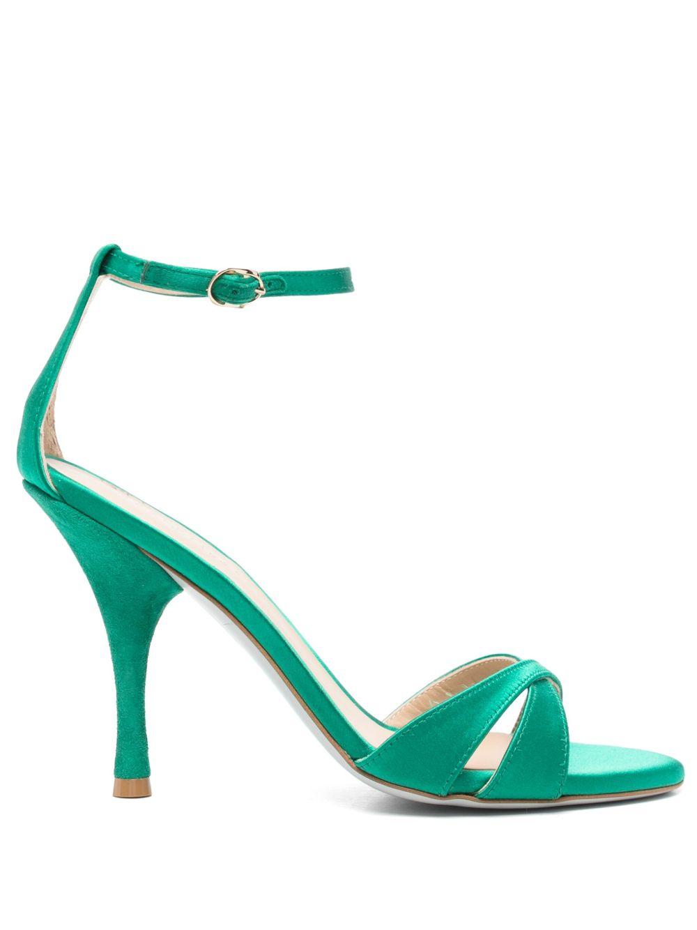 Sandali in pelle con tacco 100mm FALER RASO VERDE ROBERTO FESTA 